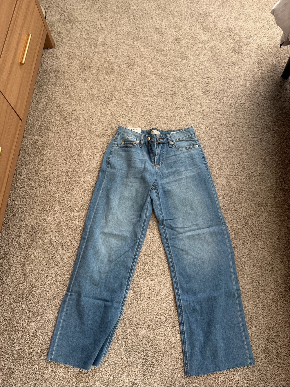 OAT New York Size 0/25 High Rise Wide Leg Raw Hem Jeans